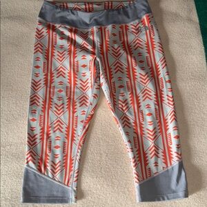 The North Face Coral and Light Gray Patterned Capri Leggings